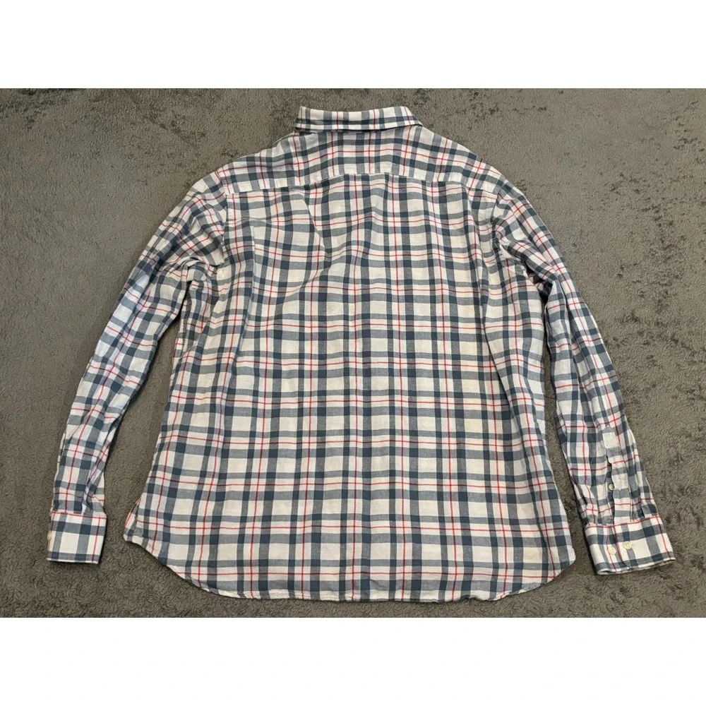 Banana Republic Mens XL Red Blue Plaid Long Sleeve Button Up Casual Shirt